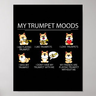 Poster Cute Shiba Inu Trumpet Player Cadeau Enfants Jazz 