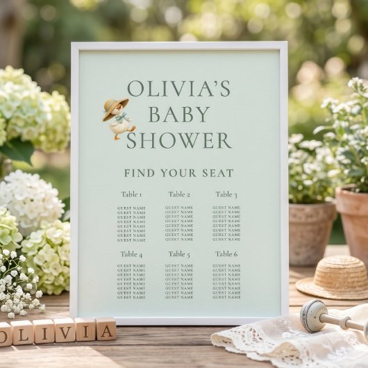 Poster Cute Silly Goose 6 Table Seating Chart Baby Shower