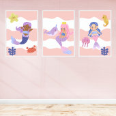 Poster Cute Sirène Pink Nursery Kids