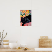 Poster Cute Sleeping Black Cat (Cuisine)
