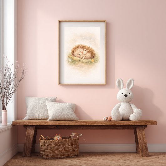 Poster Cute Sleeping Hedgehog Neutral Kids Room