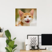 Poster Cute Smiling Kitten Face Funny Cat Meow (Bureau à domicile)