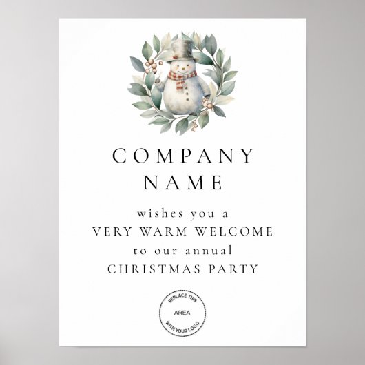 Poster Cute Snowman Welcome Company Logo de la fête de No (Devant)