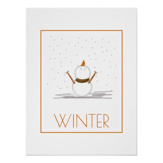 Poster Cute Snowman Winter Art (Devant)