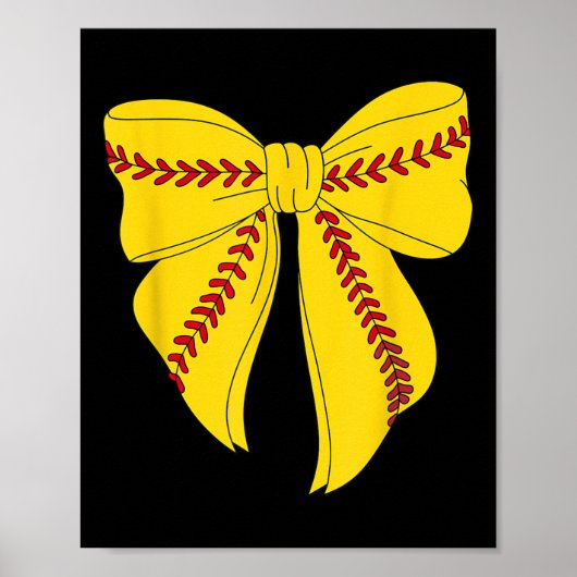 Poster Cute Softball Coquette Bow Pour Femmes Filles Soft (Devant)