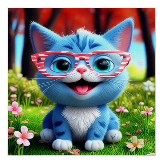 Poster Cute souriant bleu Kitten-556655 (Devant)