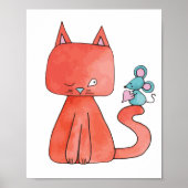 Poster Cute Souris Aime Kitty Chat (Devant)