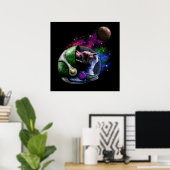 Poster Cute Space Chat avec Casque Galaxy Nebula (Bureau à domicile)