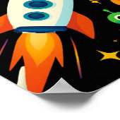 Poster Cute Space Rocket & Aliens Art (Coin)