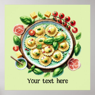 Poster Cute spaghetti maison de pâtes alimentaires italie