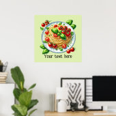 Poster Cute spaghetti pâtes maison (Bureau à domicile)