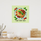 Poster Cute spaghetti pâtes maison (Cuisine)