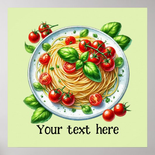 Poster Cute spaghetti pâtes maison (Devant)