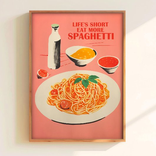 Poster Cute Spaghetti Wall Print Retro Kitchen Wall Art  