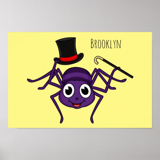 Poster Cute Spider dans le top a un dessin animé (Devant)