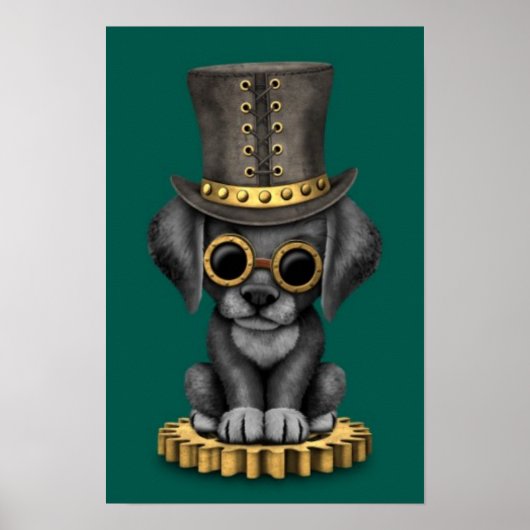Poster Cute Steampunk Black Lab Chien Chien Chien Chien,  (Devant)