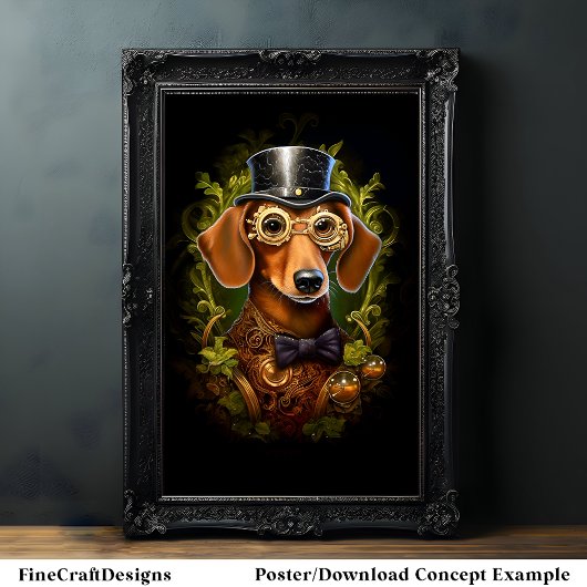 Poster Cute Steampunk Dachshund Saucisse Wiener Chien 149