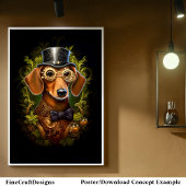 Poster Cute Steampunk Dachshund Saucisse Wiener Chien 149