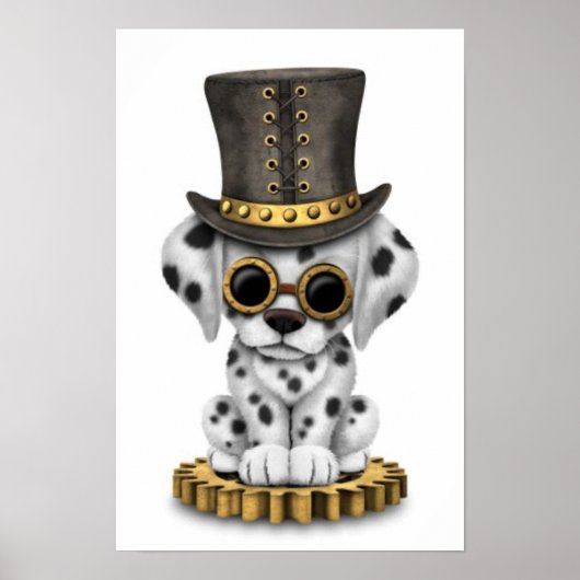 Poster Cute Steampunk Dalmatie Chien Chien Chien Chien Ch (Devant)