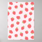 Poster Cute Strawberry Pattern – Kawaii Strawberry (Devant)
