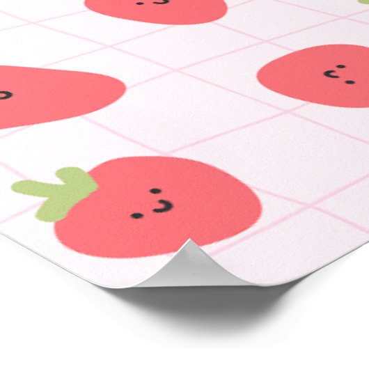 Poster Cute Strawberry Pattern – Kawaii Strawberry (Coin)
