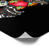 Poster Cute Sugar Crâne Chat Duo Coeur Mexicain Dia De Lo (Coin)