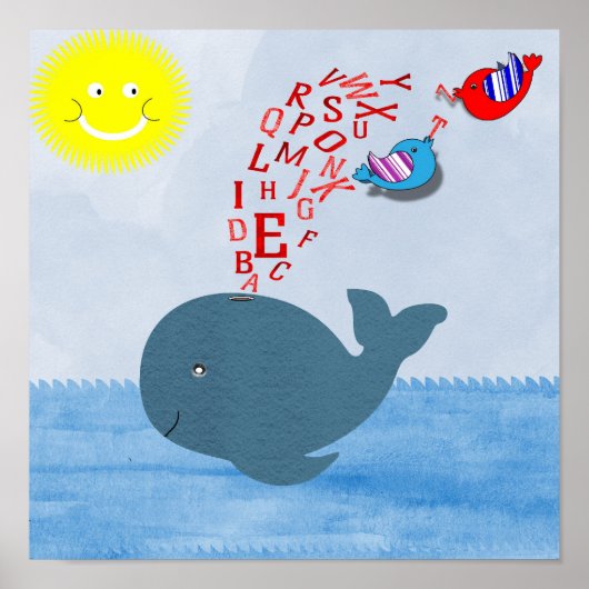 Poster Cute Sunshine Alphabet Whale Baby Nursery Imprimer (Devant)