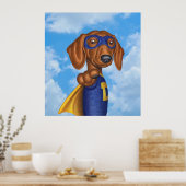 Poster Cute Superhero Dachshund (Cuisine)