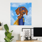 Poster Cute Superhero Dachshund (Bureau à domicile)