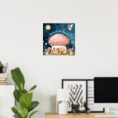 Poster Cute Sweet Dreams Floral Bear & Mice (Bureau à domicile)