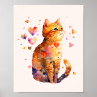 Cute Tabby Chat avec Coeurs