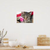 Poster Cute Tabby Chat Avec Rose (Cuisine)