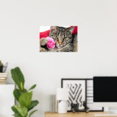 Poster Cute Tabby Chat Avec Rose (Bureau à domicile)