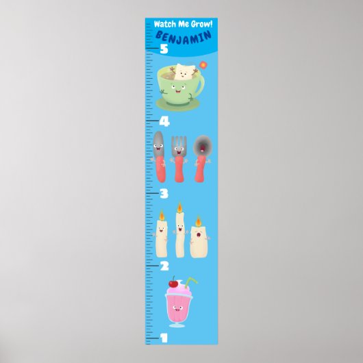 Poster Cute table à manger ustensiles dessin animé graphi (Devant)