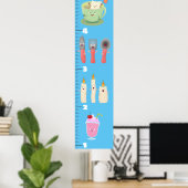 Poster Cute table à manger ustensiles dessin animé graphi (Bureau à domicile)