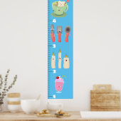 Poster Cute table à manger ustensiles dessin animé graphi (Cuisine)