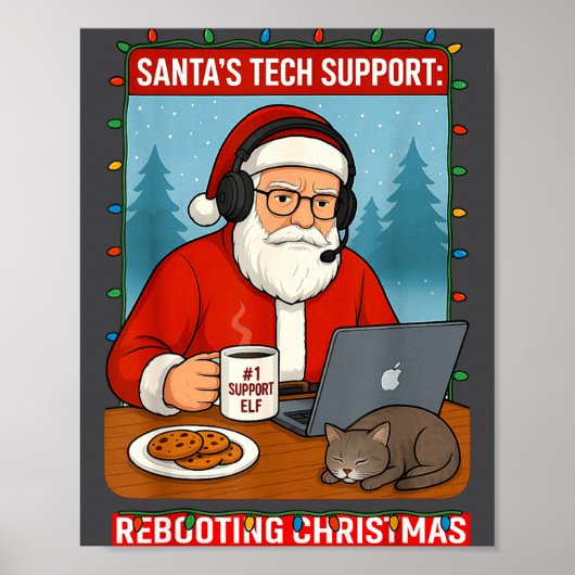 Poster Cute Tech Support s Rebooting Santa (Devant)