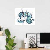 Poster Cute tête de licorne (Bureau à domicile)