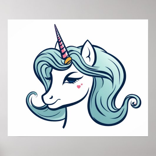 Poster Cute tête de licorne (Devant)