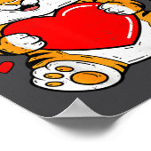 Poster Cute Tiger Holding Heart Kawaii Valentines Day Men (Coin)