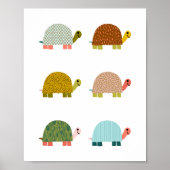 Poster Cute Tortues Levées À La Main Nourriture Art (Devant)