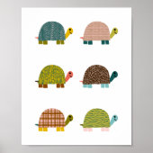 Poster Cute Tortues Levées À La Main Nourriture Art (Devant)