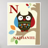 Poster Cute Tree Tops Owen Nursery Print (Devant)