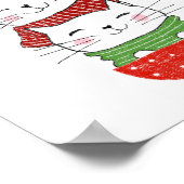 Poster Cute Trois Chats Stoppé Coupe Écharpes de vacances (Coin)