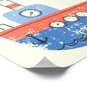 Poster Cute Tug Bateau rouge bleu Illustration Nom Person (Coin)