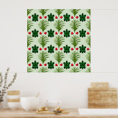 Poster Cute Turtle Pattern Aesthetic | Tropical Leaves Bu (Cuisine)
