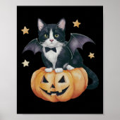 Poster Cute Tuxedo Chat Halloween Citrouille Chat Éffraya (Devant)