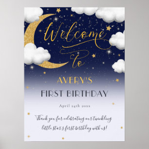 Poster Cute Twinkle Little Star 1er anniversaire Bienvenu