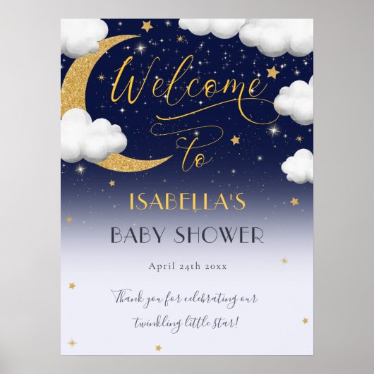 Poster Cute Twinkle Twinkle Little Star Baby shower (Devant)