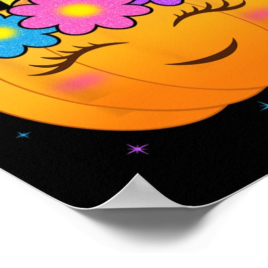 Poster Cute Unicorn Citrouille Girls Enfants Fun Hallowee (Coin)